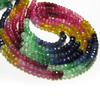 Tope Grade Super Fine Excellent Multy Precious Emerald Ruby Sapphire Gorgeous Micro Faceted Rondell Beads size 5 mm Approx - 15 inches